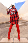 God Did Oversized Flannel (Red/Navy)