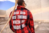 God Did Oversized Flannel (Red/Navy)