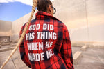 God Did Oversized Flannel (Red/Navy)